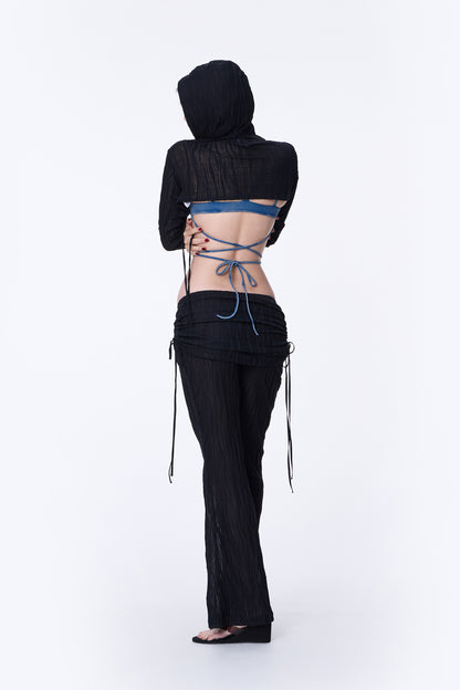 SILVER NINE - Sheer Gathered Panel Flare Pants