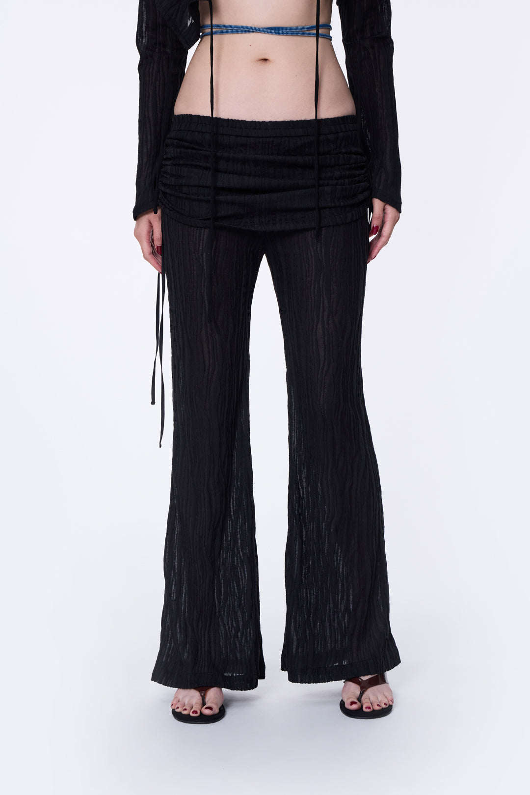 SILVER NINE - Sheer Gathered Panel Flare Pants