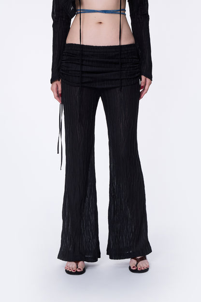 SILVER NINE - Sheer Gathered Panel Flare Pants