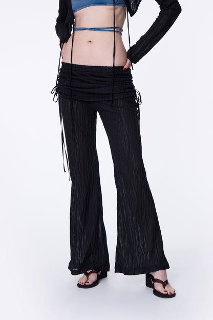 SILVER NINE - Sheer Gathered Panel Flare Pants