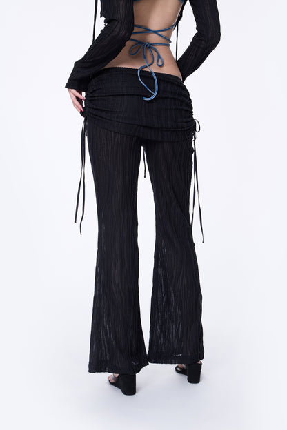 SILVER NINE - Sheer Gathered Panel Flare Pants