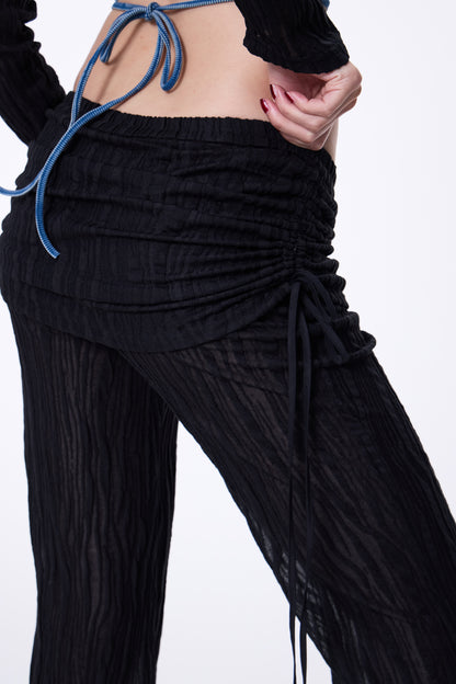SILVER NINE - Sheer Gathered Panel Flare Pants