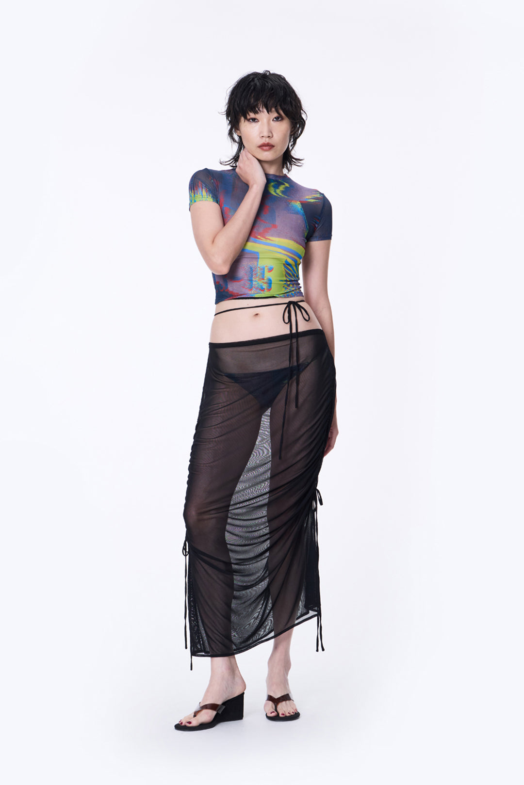 SILVER NINE - 2-Way Detachable Draped Maxi Skirt - Black