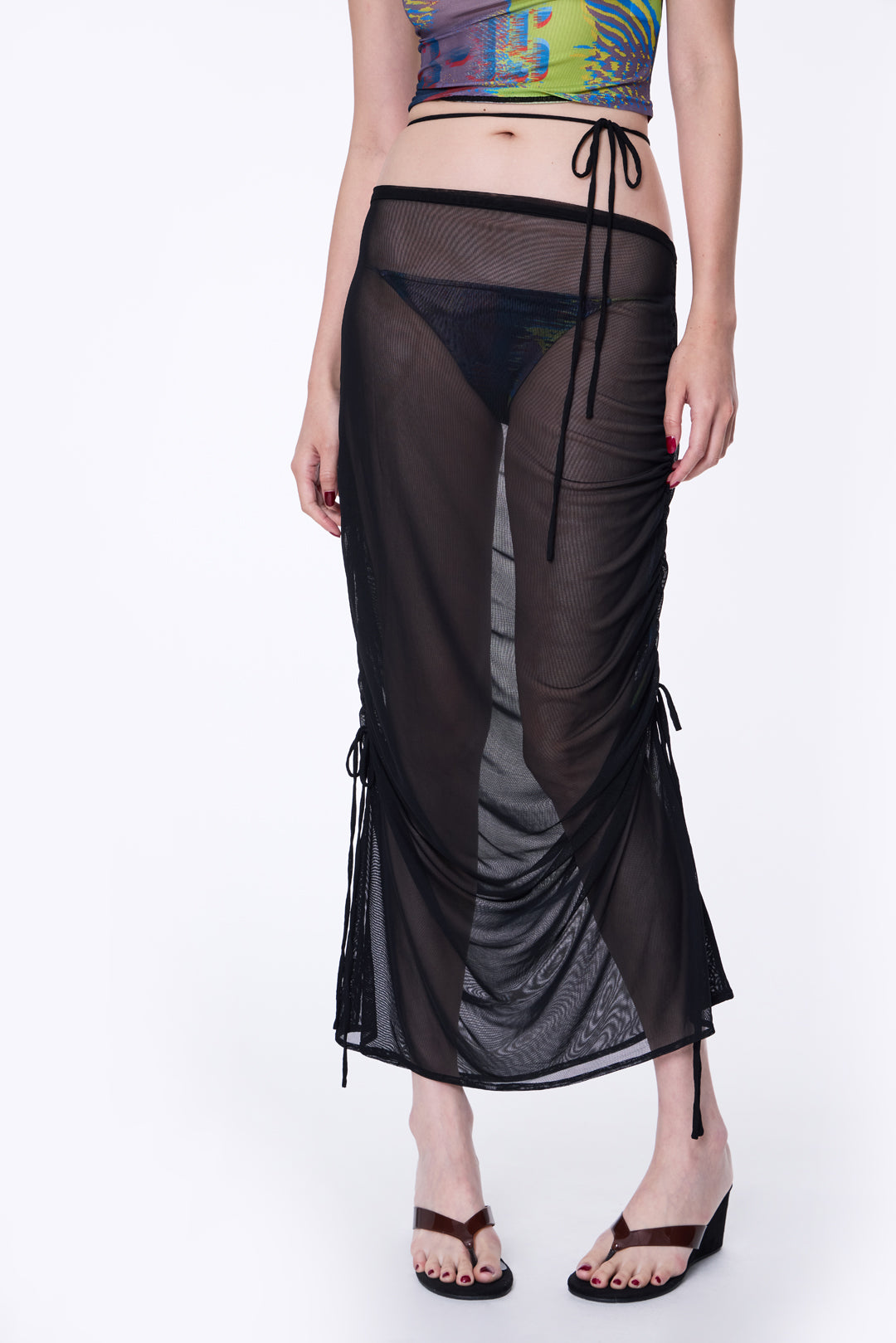 SILVER NINE - 2-Way Detachable Draped Maxi Skirt - Black