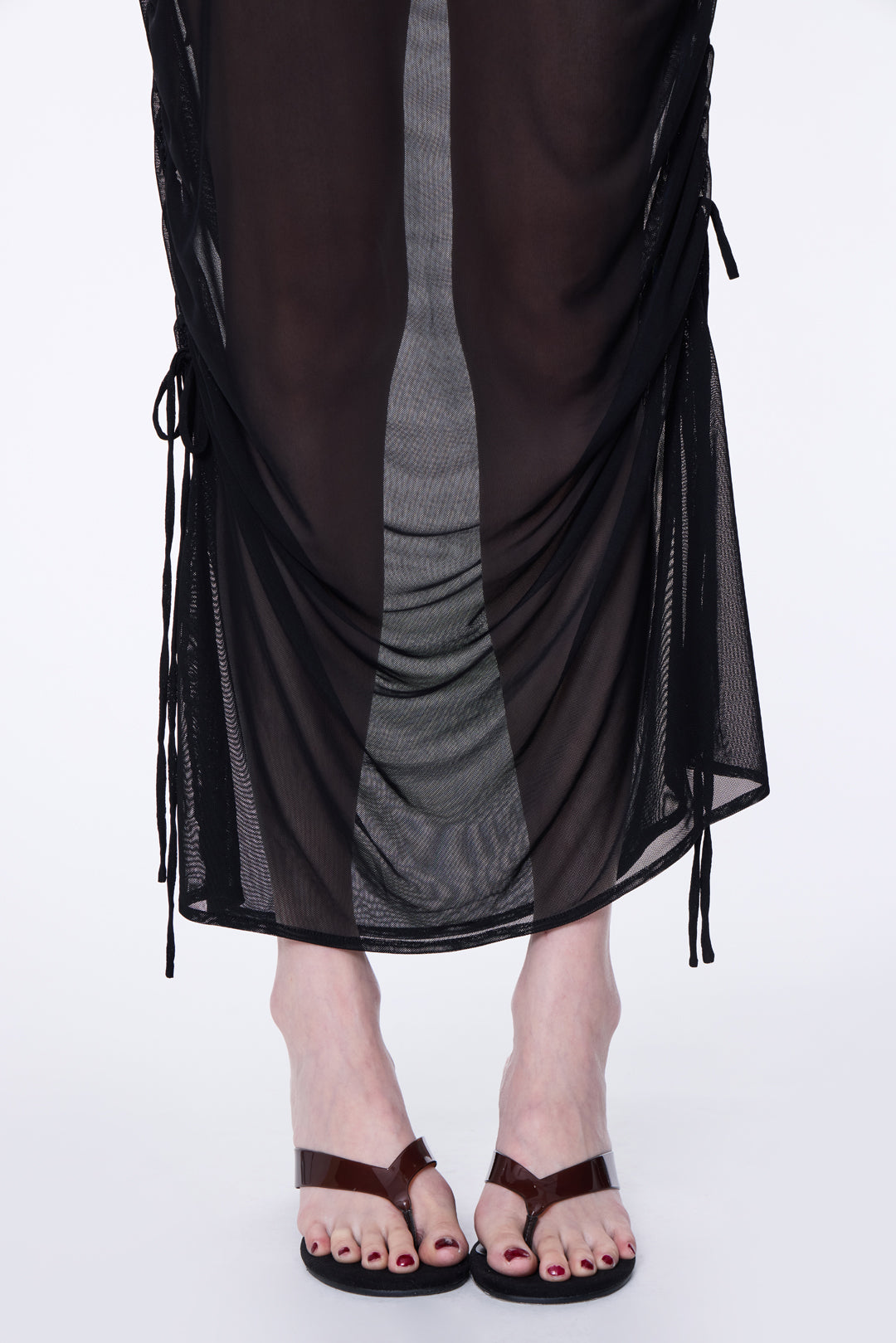 SILVER NINE - 2-Way Detachable Draped Maxi Skirt - Black