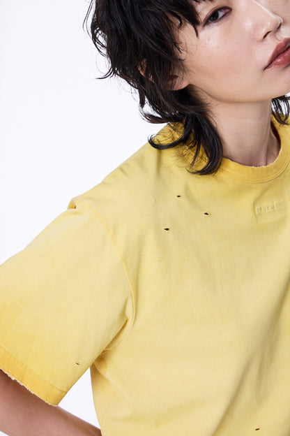 SILVER NINE - Cropped Dyed Logo Tee - Yellow