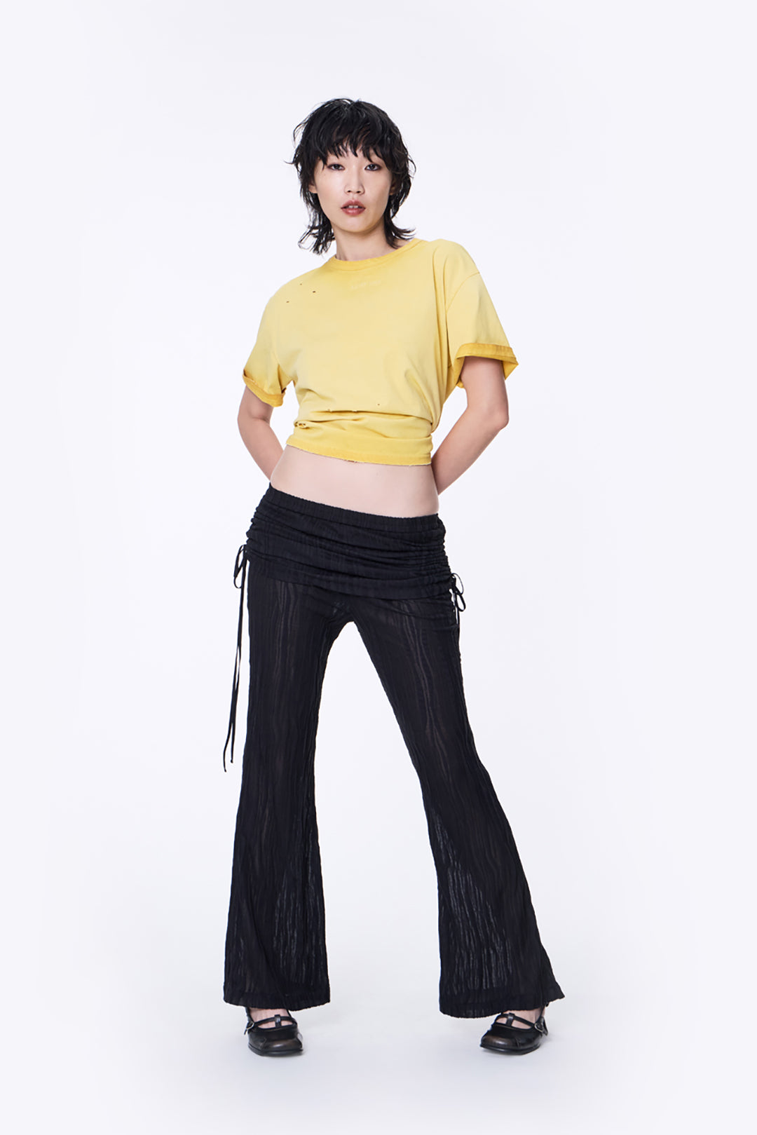 SILVER NINE - Cropped Dyed Logo Tee - Yellow