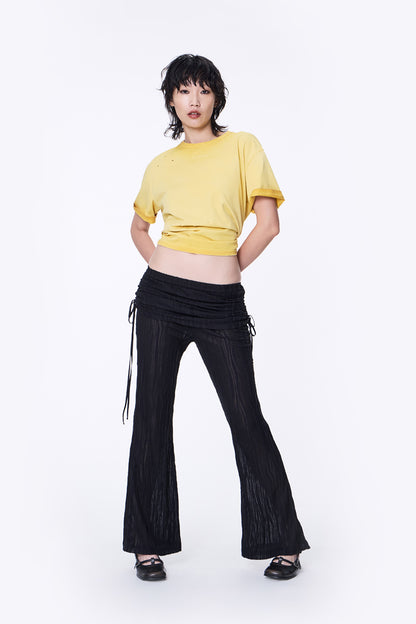 SILVER NINE - Cropped Dyed Logo Tee - Yellow
