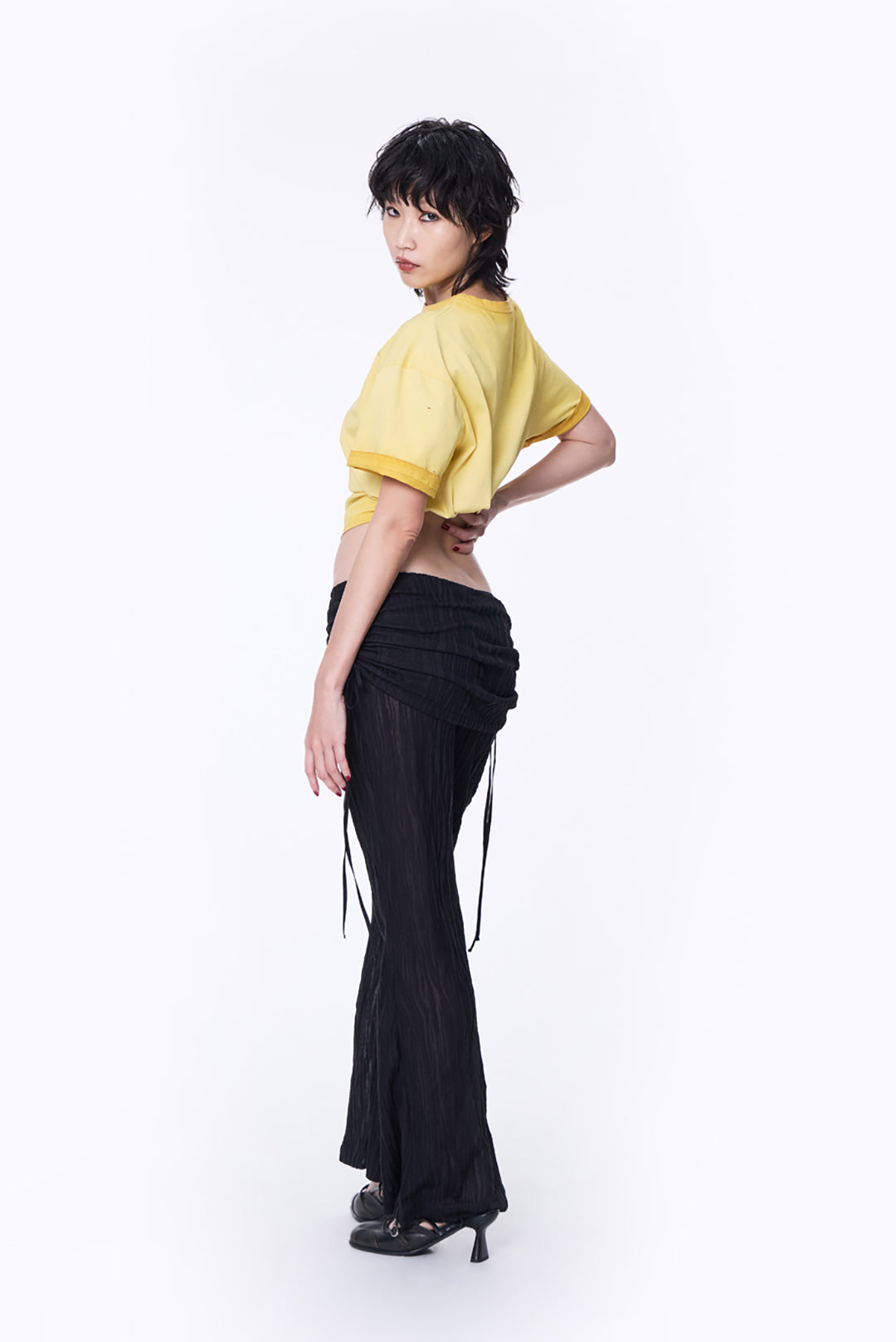 SILVER NINE - Cropped Dyed Logo Tee - Yellow