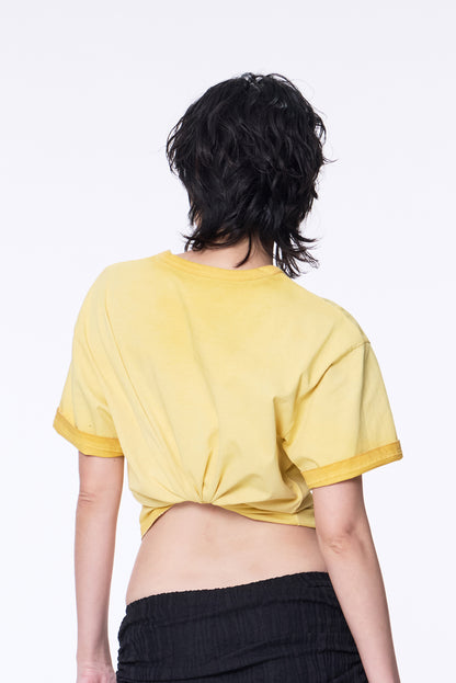 SILVER NINE - Cropped Dyed Logo Tee - Yellow