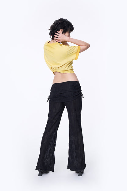 SILVER NINE - Cropped Dyed Logo Tee - Yellow