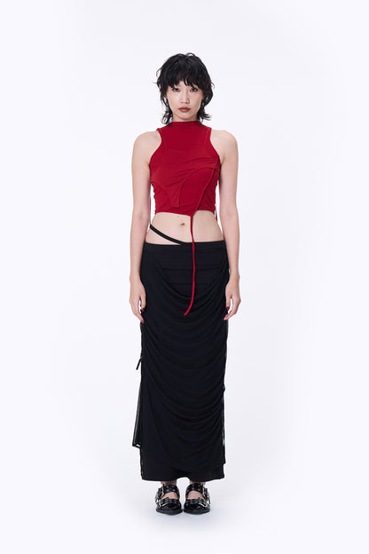 SILVER NINE - 2-Way Detachable Draped Maxi Skirt - Black