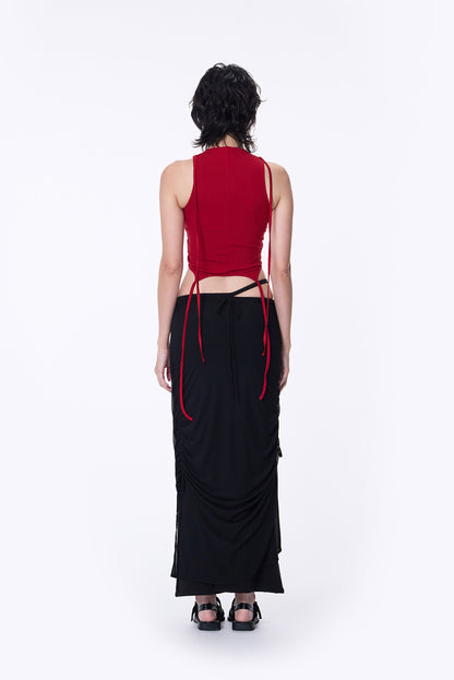 SILVER NINE - 2-Way Detachable Draped Maxi Skirt - Black
