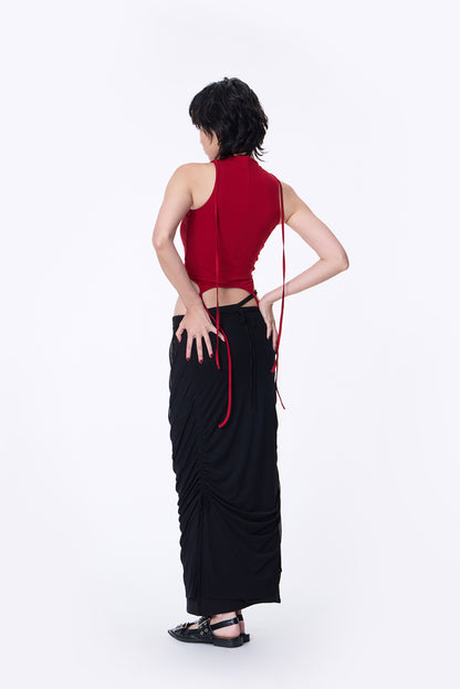 SILVER NINE - Double-Layer Sleeveless Top - Red