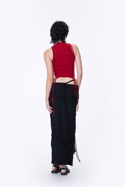 SILVER NINE - Double-Layer Sleeveless Top - Red