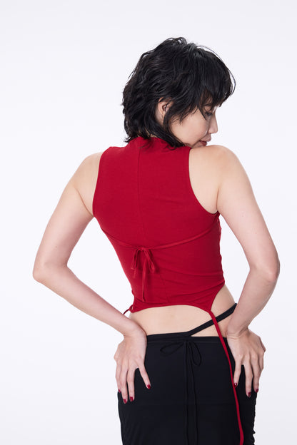 SILVER NINE - Double-Layer Sleeveless Top - Red