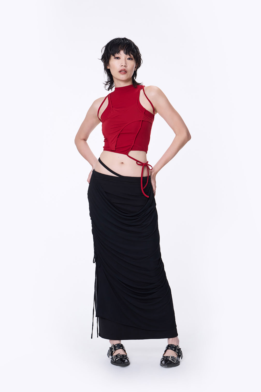 SILVER NINE - Double-Layer Sleeveless Top - Red