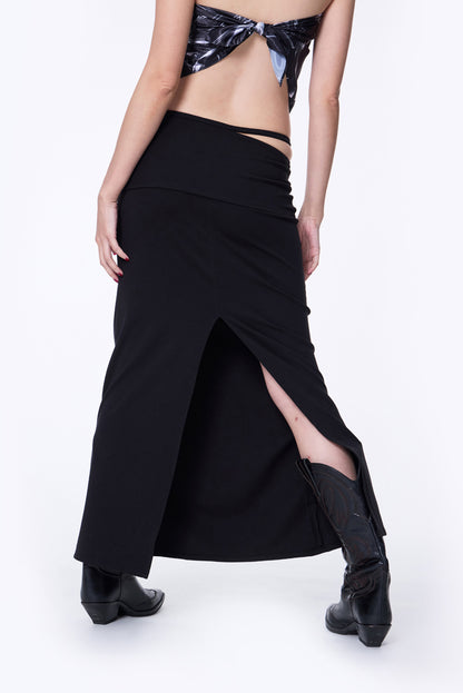 SILVER NINE - 2-Way Detachable Draped Maxi Skirt - Black