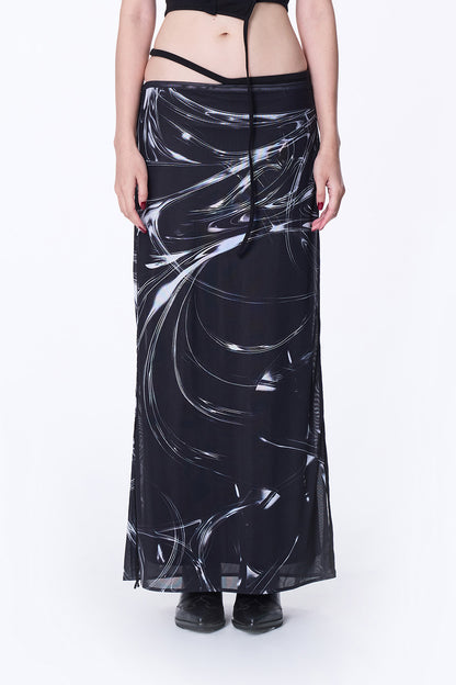 SILVER NINE - Opto-Tunnel Print Skirt