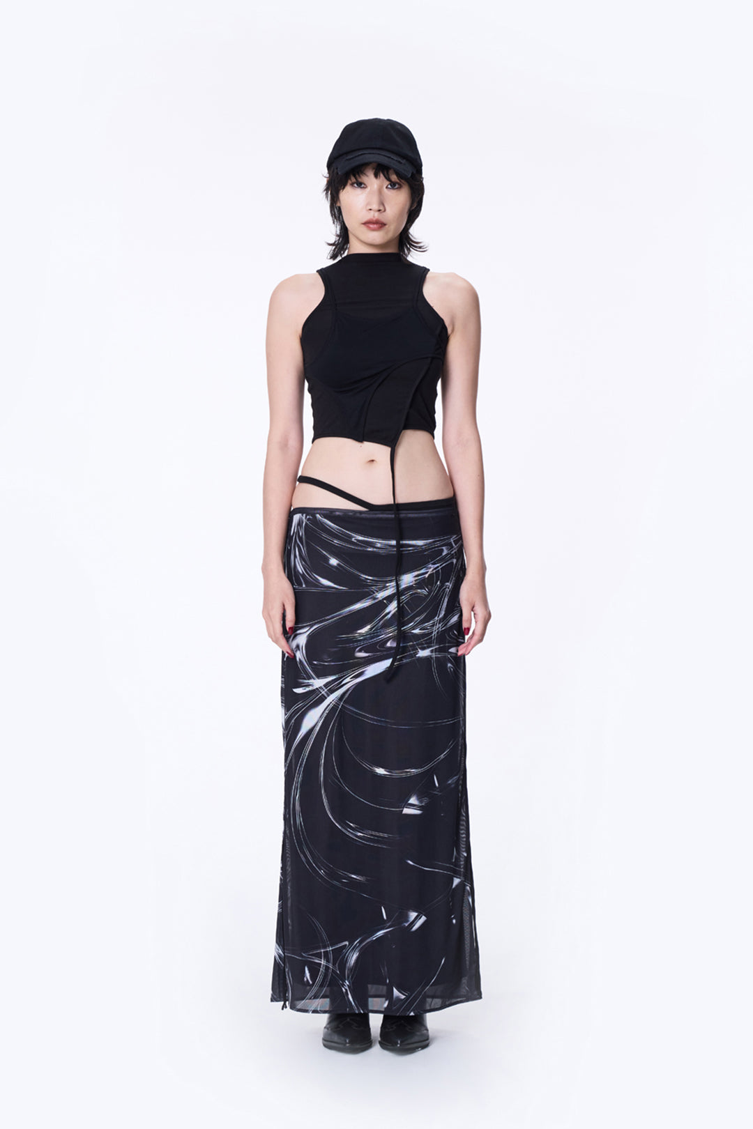 SILVER NINE - Double-Layer Sleeveless Top - Black