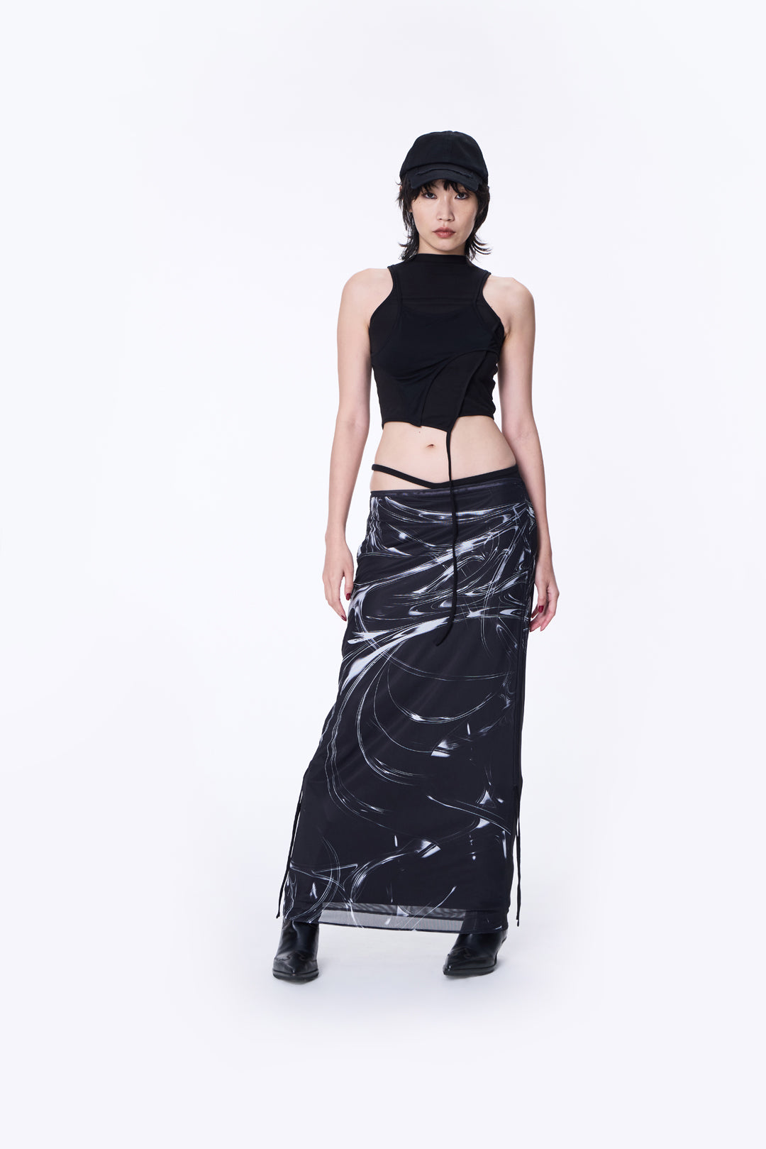 SILVER NINE - Opto-Tunnel Print Skirt