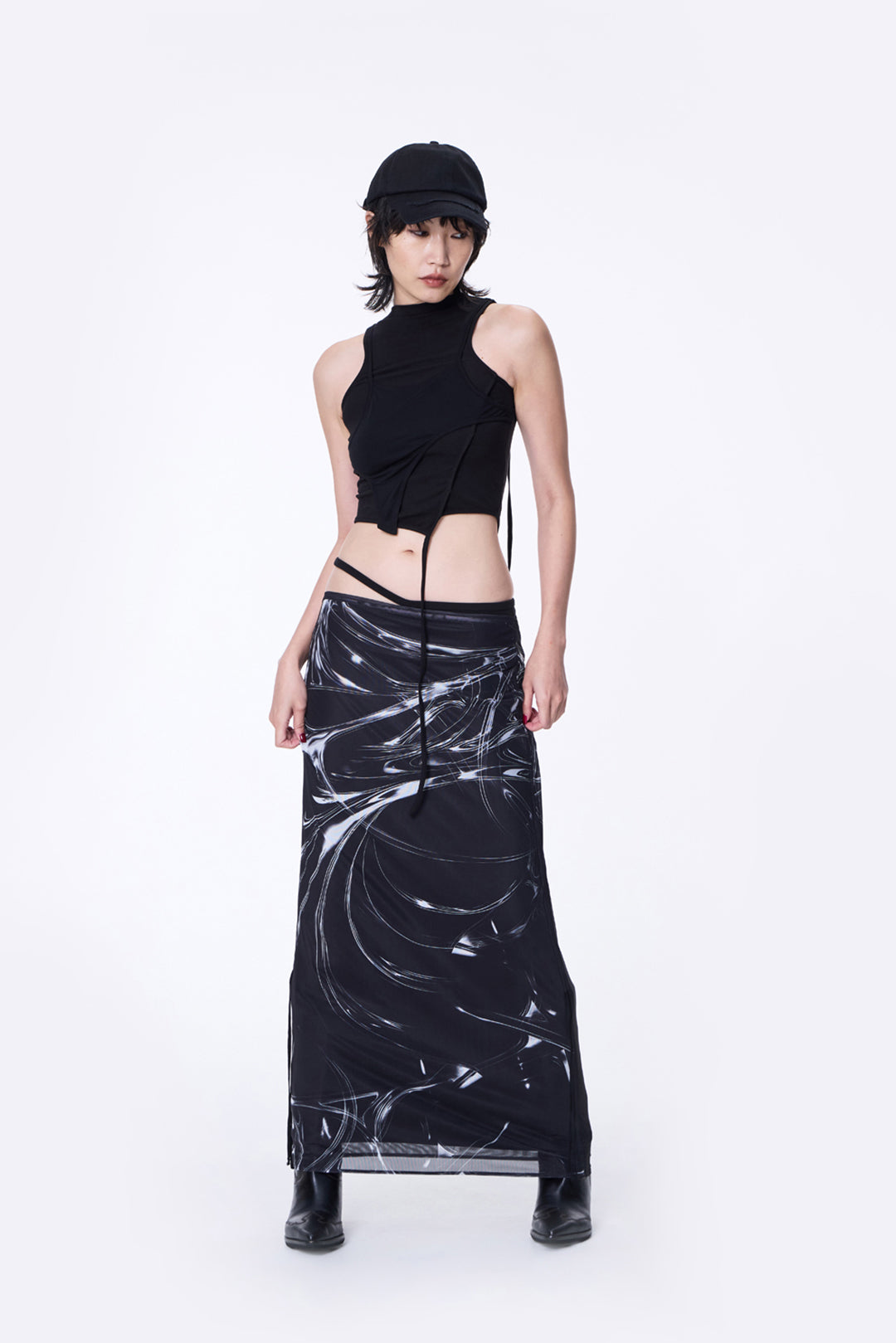 SILVER NINE - Double-Layer Sleeveless Top - Black