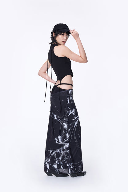 SILVER NINE - Double-Layer Sleeveless Top - Black