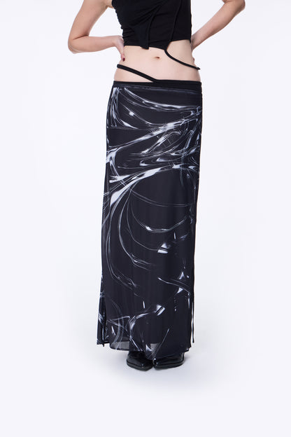 SILVER NINE - Opto-Tunnel Print Skirt