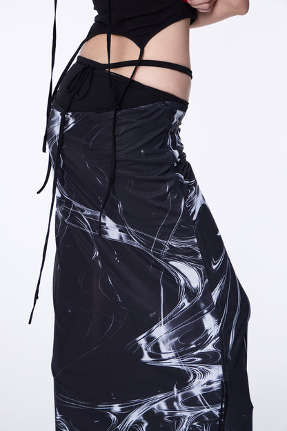 SILVER NINE - Opto-Tunnel Print Skirt