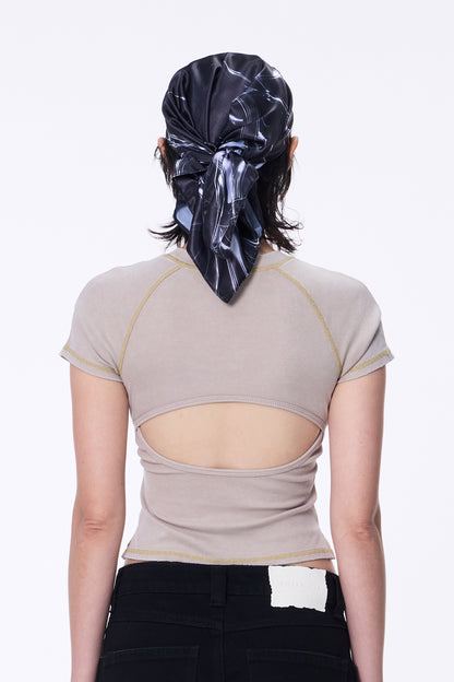 SILVER NINE - Washed Open-Back logo Top - Camel