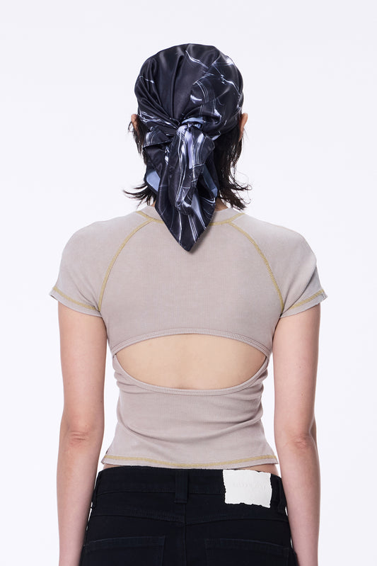 SILVER NINE - Washed Open-Back logo Top - Camel