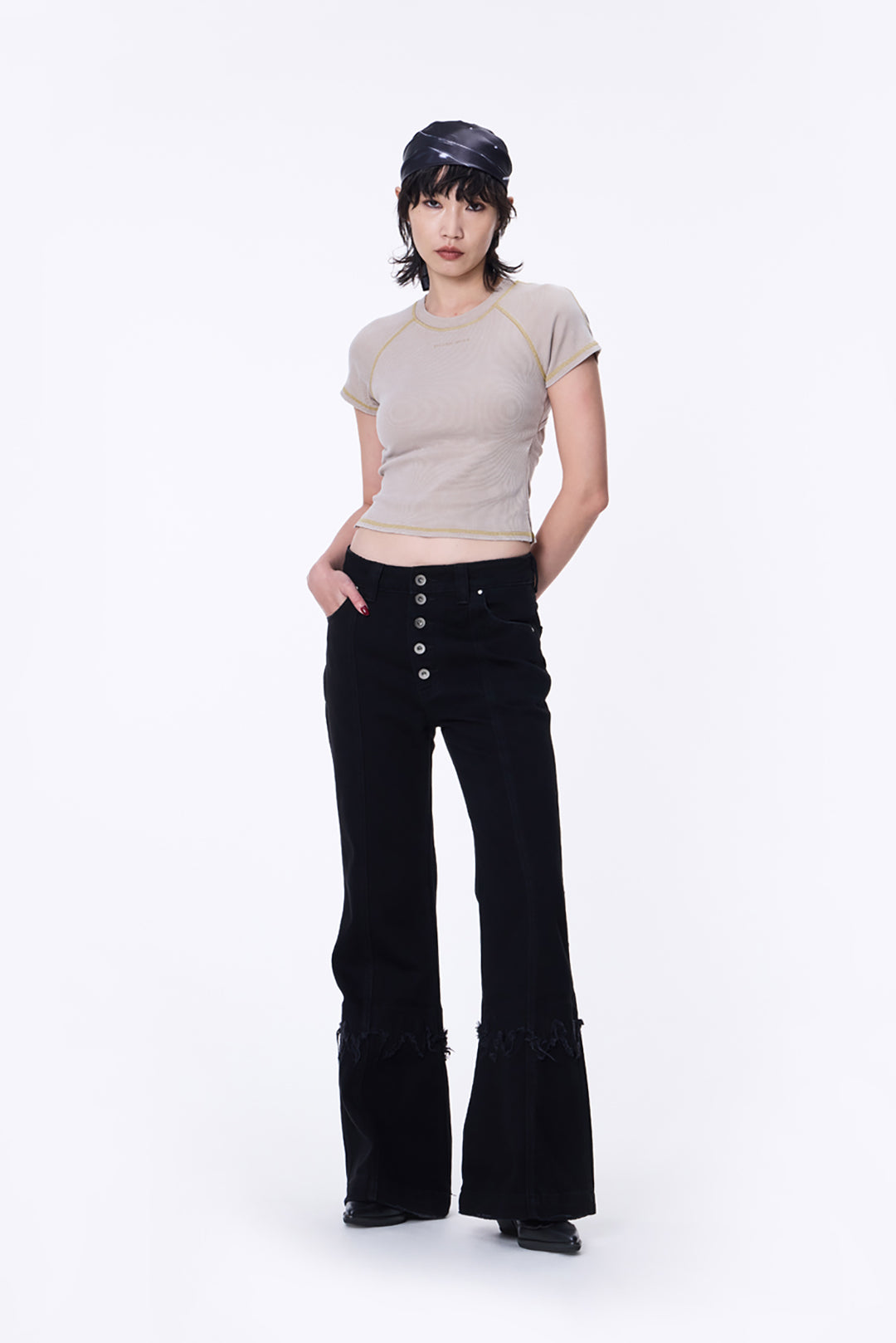 SILVER NINE - Small Flame Denim Flare Pants
