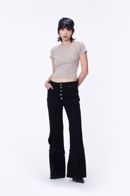 SILVER NINE - Small Flame Denim Flare Pants