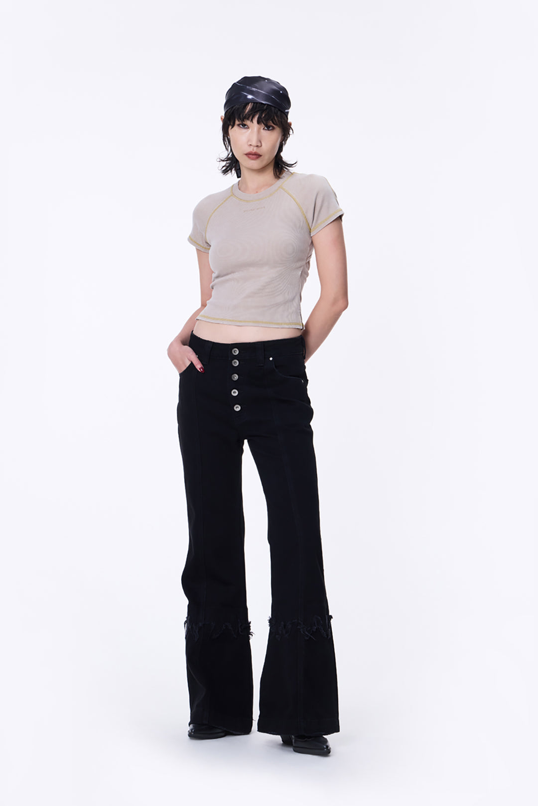 SILVER NINE - Washed Open-Back logo Top - Camel