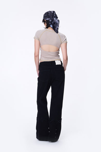 SILVER NINE - Small Flame Denim Flare Pants