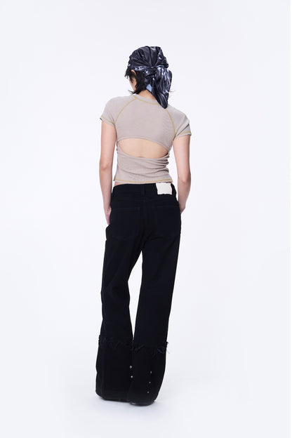 SILVER NINE - Washed Open-Back logo Top - Camel