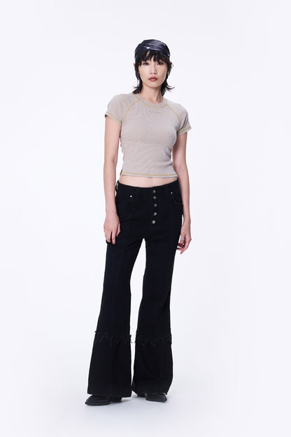 SILVER NINE - Washed Open-Back logo Top - Camel