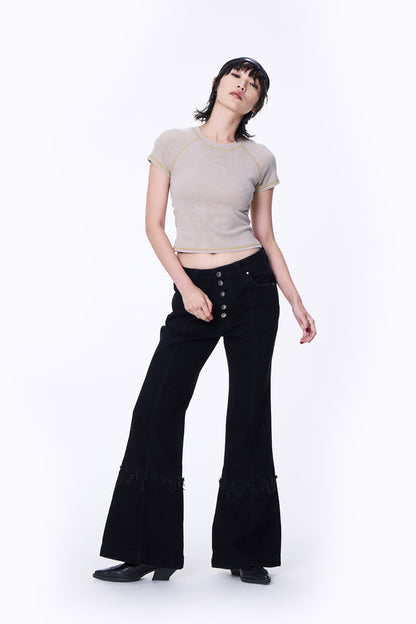 SILVER NINE - Small Flame Denim Flare Pants