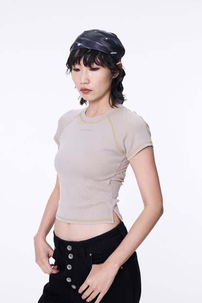 SILVER NINE - Washed Open-Back logo Top - Camel