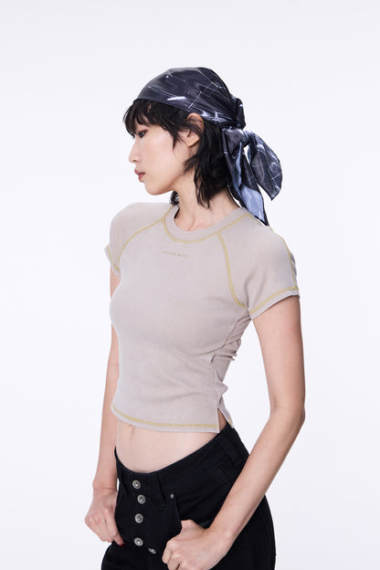 SILVER NINE - Washed Open-Back logo Top - Camel