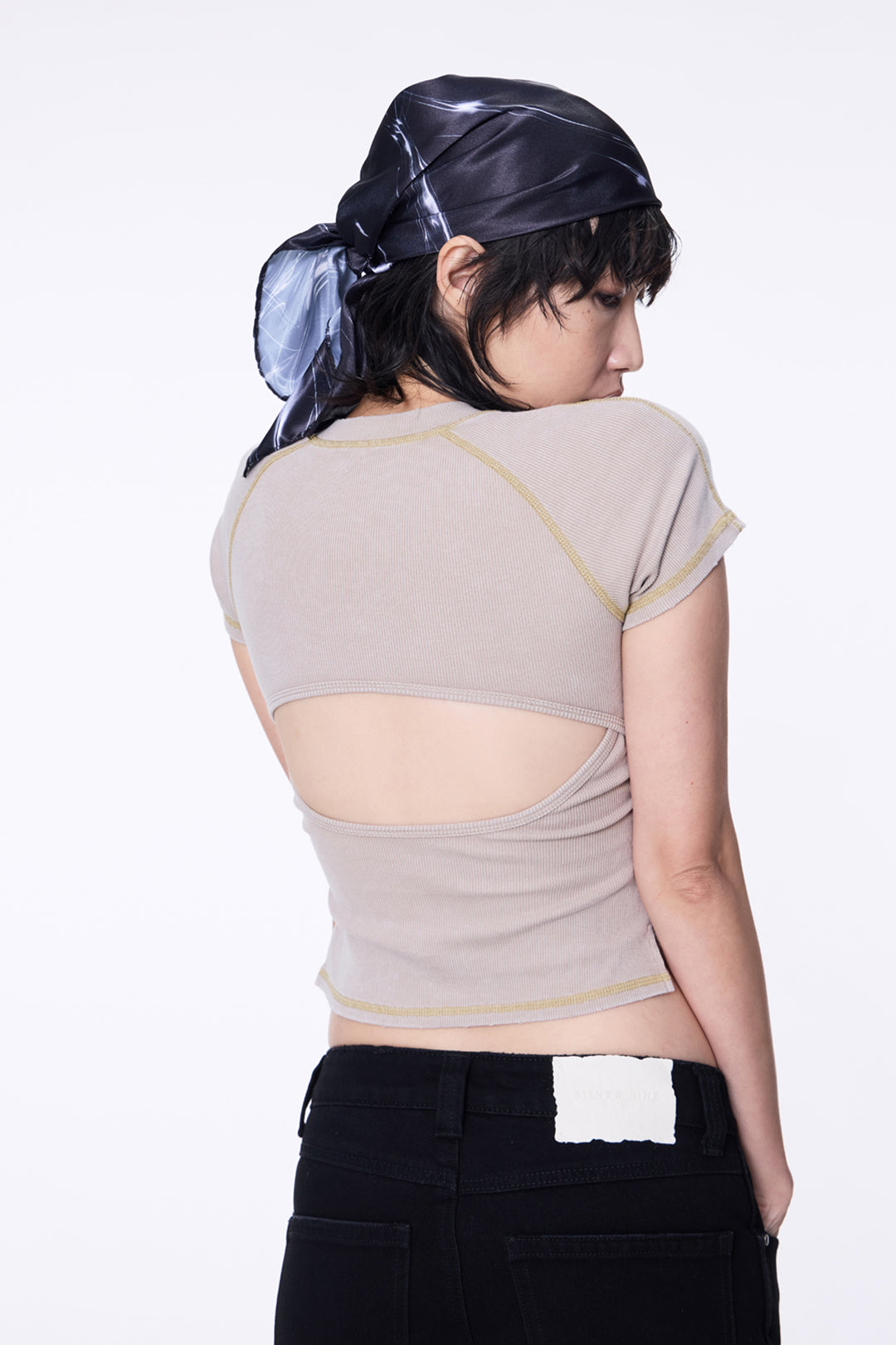 SILVER NINE - Washed Open-Back logo Top - Camel