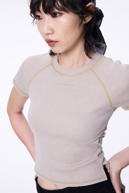SILVER NINE - Washed Open-Back logo Top - Camel