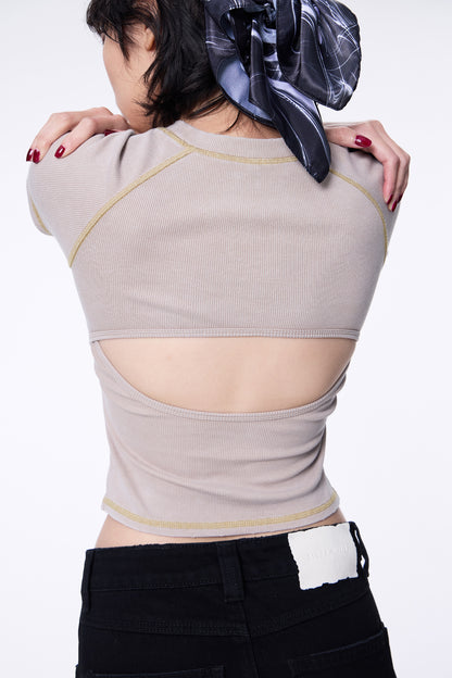 SILVER NINE - Washed Open-Back logo Top - Camel
