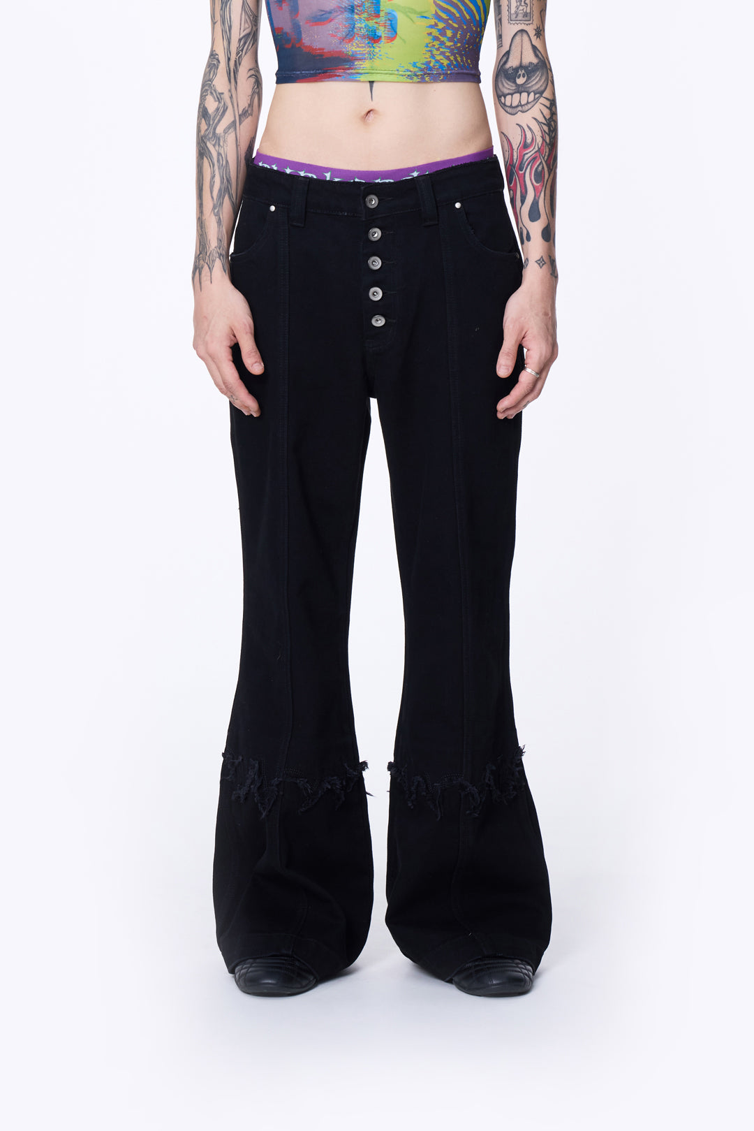 SILVER NINE - Small Flame Denim Flare Pants