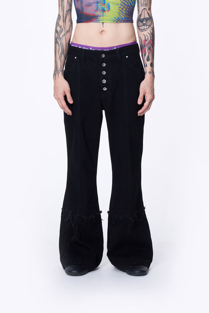 SILVER NINE - Small Flame Denim Flare Pants