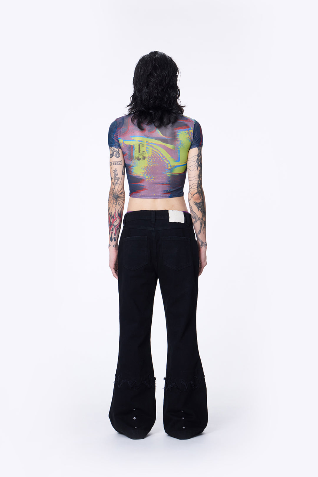 SILVER NINE - Small Flame Denim Flare Pants
