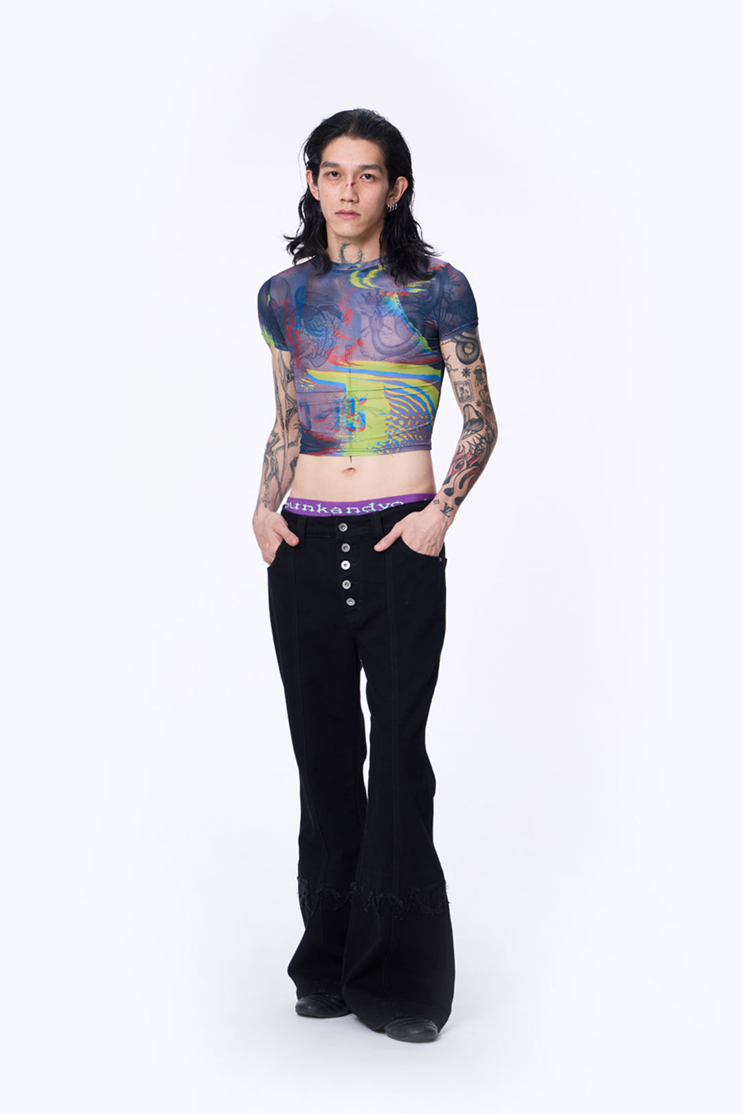 SILVER NINE - Small Flame Denim Flare Pants