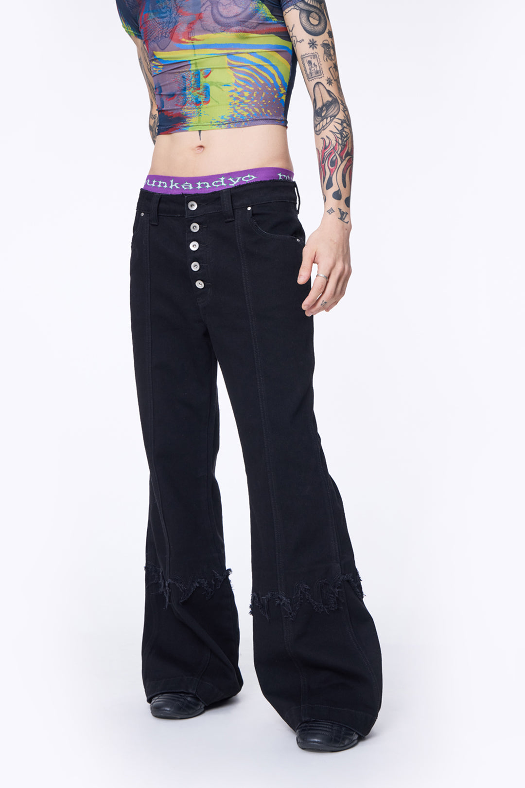 SILVER NINE - Small Flame Denim Flare Pants
