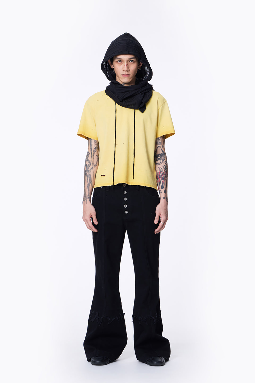 SILVER NINE - Cropped Dyed Logo Tee - Yellow