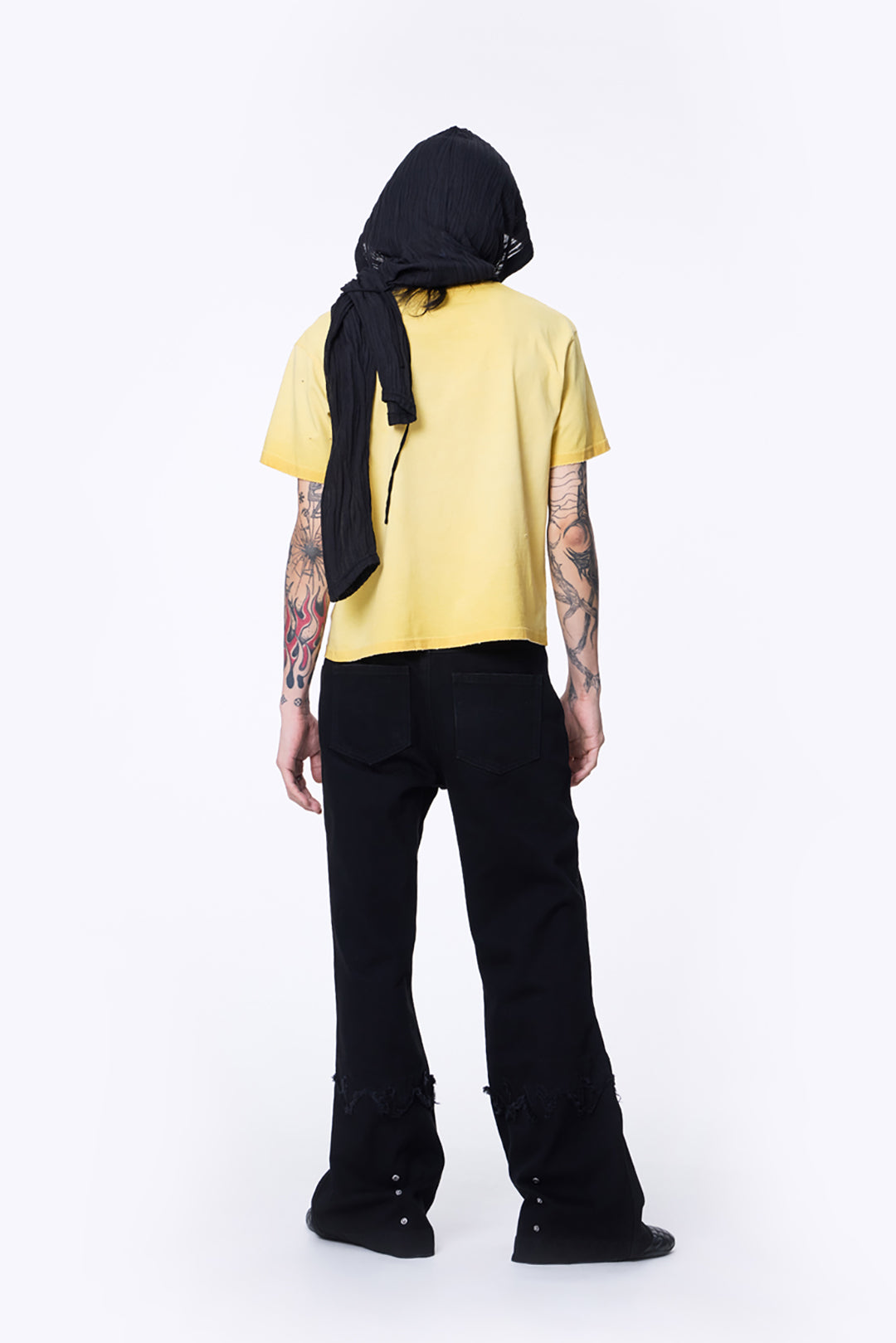 SILVER NINE - Cropped Dyed Logo Tee - Yellow